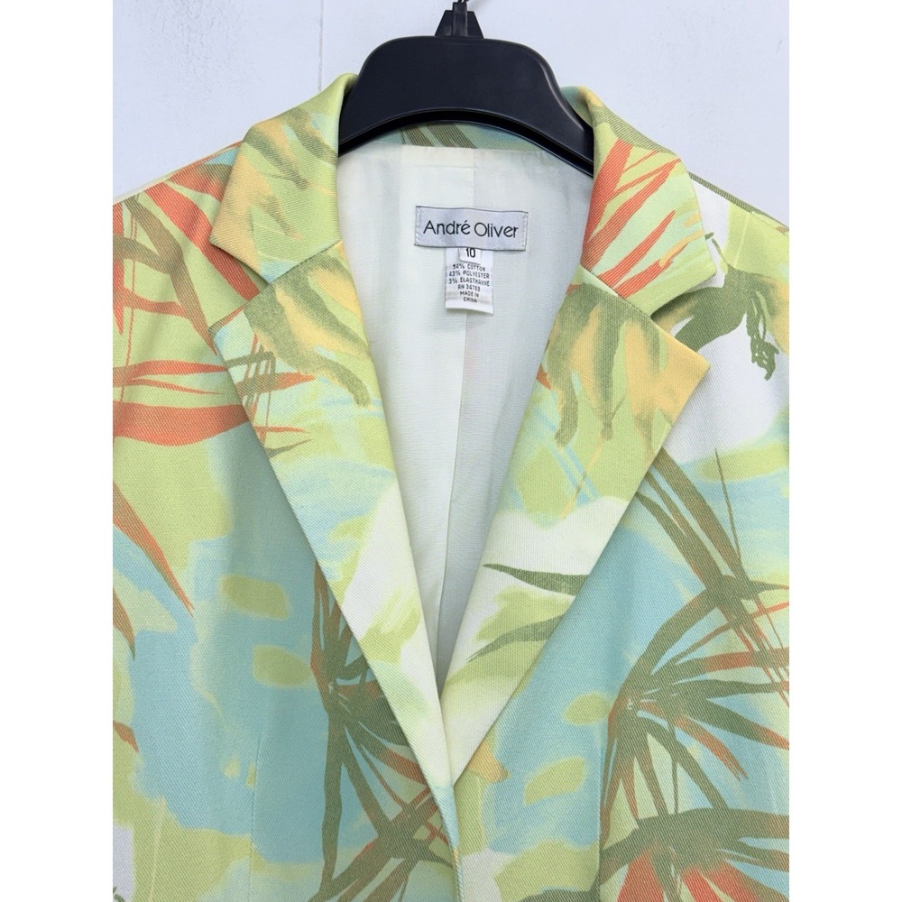 Andre Oliver Women's Size 10 Blazer Jacket Cotton Blend Floral‎ Pockets Lined - Picture 2 of 6